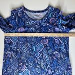 Woman Within Paisley Tunic Top Size 14/16 Blue V-Neck Stretch Boho Comfy Modest Photo 8