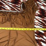 2000s Brown Whimsygoth Coquette Sweetheart Ruched bust Babydoll Bow Tie Front Top Shirt Blouse Short Sleeve Ruffle #Y2K #Whimsigoth #fairy Measurement in pics (has stretch) Size XL Photo 3