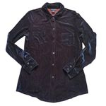 Velvet Tees Express Velvet Shirt Women Large Black Red Shimmer 90s Long Sleeve Button Dance Photo 1