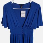 Forever 21  Size Small Low V-neck flutter short sleeve blue maxi dress NWT Photo 2