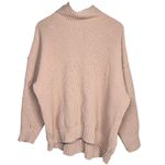 Aerie Oversized Mock Neck Chunky Knit Sweater Blush Pink M Photo 1
