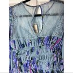 Free People Daphne Floral Lace Baby Blue Purple Romantic Blouse Top XS Photo 12