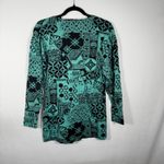 Mondi Vintage Long Sleeve Tunic Teal Blk Geometric Print Made in W Germany Sz 40 Green Size L Photo 4
