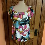 MB Bright Tropical Flowers Blouse Size M Photo 7