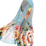 Farm Rio  Light Blue Floral Summer Mini Dress Split Long Sleeve Open Back Size P Photo 4