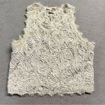Sans Souci  Cream Lace Crop Top Blouse Cotton Size Medium EUC Photo 0