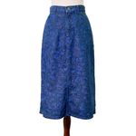 Lee Vintage Denim Skirt Size Small High Waist Floral Print Midi USA Made Blue Photo 1