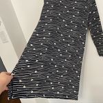 Talbots T BY  Long Sleeve Mixed Print Dress Navy Blue Cream Striped Floral Cotton Photo 7