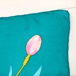 Vintage Scarf Floral Bright Tulips Square Spring Easter Mothers Day Gift Retro Green Photo 3