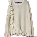 Kaari Blue  3X women’s curvy ruffle hem long sleeve ivory sweater soft plus NWT Photo 11