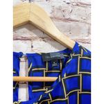 The Limited  Women's Royal blue Geometric Checkered Long-sleeved Blouse Size M Photo 4