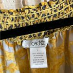 Cache Cheetah Y2k Baby Blue Gold 100% Silk 2000s Ornate Smocked Blouse Top Large Photo 1