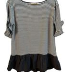 Maeve  Anthropologie Navy Blue White Stripe Ruffle Hem Tunic Top Dress NWT Small Photo 0