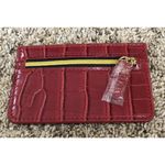 B-low the Belt  Red Faux Croc Card Case Vegan Leather 3 Slots Zipper Pocket Photo 2
