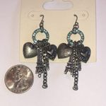 Disney Aged Silver Tone Blue CZ Hearts Eiffel Tower  Parks Earrings Photo 2