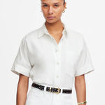 Madewell  Denim Short-Sleeve Shirt in Pure White, Size Medium Photo 0