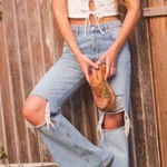 Free People NEW New Dawn Flare jeans in Victoria Blue button fly, 32 Photo 0