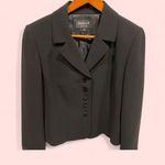 Tahari Vintage 90’s black sequin lace trim lined blazer chunky button Levine Photo 3