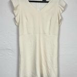 Ann Taylor Cream Flutter Sleeve Sheath Dress Womens 14 Light Academia Mini Photo 3