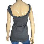 Sisley Vintage Women’s Size L Dark Gray Chiffon Ruffled Long Sweater Tank Top Size L Photo 4