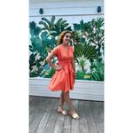 Derek Lam COLLECTIVE Orange Smocked Hourglass Tie Waist Mini Dress Size 44 Photo 13