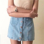 Brandy Melville Denim Button Skirt Photo 7