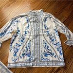Floral Blue and White Blouse Blue China Print Size L Photo 0