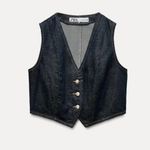 ZARA NWOT  Denim Vest Waistcoat Indigo Bloggers Fave XL Photo 3