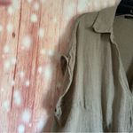 Massimo Dutti  Taupe Beige Tie Front Linen Blouse Size M Photo 6
