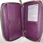 Michael Kors Ginny Grommeted Leather Mini Crossbody Bag Matching Wallet Damson Photo 10