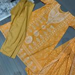 Indian kurta 3pc salwar kameez Embroidery Printed dress size L Color Orange N Size L Photo 2