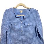 L.L.Bean  Women's Sz XS 1/4 Button Up Top Blue White Polka Dot Shirt 100% Cotton Photo 1