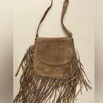 Western Cow leather Bag fringe crossbody Native American studded Tan Photo 0