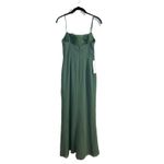 Azazie Tayla Floor Length Chiffon Sheath Dress Size A2 Eucalyptus Bridesmaid Photo 3