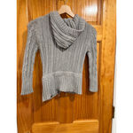 Abercrombie & Fitch Y2k Fitted Cable Knit Hoodie Cardigan Gray Bella Swan Photo 8