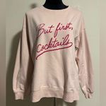 Wildfox EUC Pink But First, Cocktails Side Slit Sweater size medium Photo 0