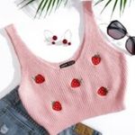 SheIn Embroidered Strawberry Knit Top Photo 0