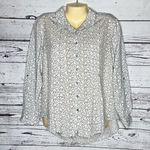 Jane and Delancey  Size L White & Black Heart Print Button Down Shirt Top Photo 0