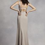 White by Vera Wang Open Back Maroon Wine Crepe Gown Dress Photo 4