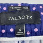 Talbots  Women's Perfect‎ Crop Curvy Pants Size 10 Navy Blue Pink Dots Whimsy Fun Photo 4