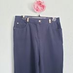 St. John  Sport Navy Blue Cotton Stretch Straight-Leg Pants Photo 2