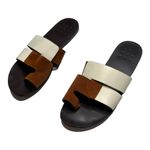 TRA MAD RKE Leather Brown and White Sandals Size 9 Photo 4