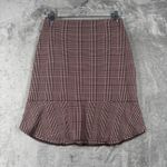 White House | Black Market Skirt Womens Red Plaid Ruffle Hem Career Preppy Size 0 Photo 1