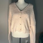New Sincerely Jules size M Cropped Cardigan Sweater pink long sleeves plush Size M Photo 0