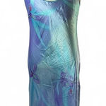 California Dynasty Blue Purple Floral Tie Back Midi Slip Dress Size M Photo 0