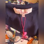 Parker dark blue background with floral print cold-shoulder ruffled sleeves M Photo 13