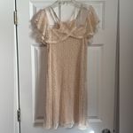 Paper Crane  High Neck Cold Shoulder Adjustable Spaghetti Strap Cream Dress Small Photo 3