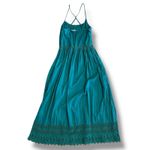 Roxy  Teal Crochet Trim Strappy Midi Dress XL Cotton Summer Boho Beach Surf Photo 5