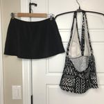 Jantzen  Halter Tankini Top Skirted Bottoms Womens 10 Black White Two Piece‎ Photo 2