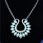 Premier Design Necklace Lotus Brassy Tone Faux Turquoise Gold Photo 1